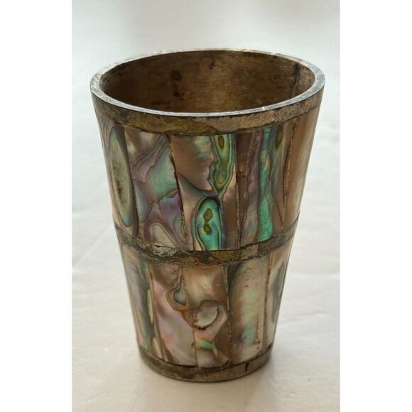 Other - Vintage Mother Of Pearl Abalone Brass Shot Glass Ed Laton